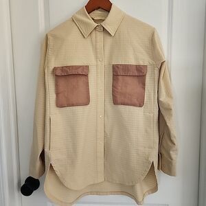 Lululemon Grid Fleece Hiking Overshirt Womens Size 12 Prosecco / Pink Clay